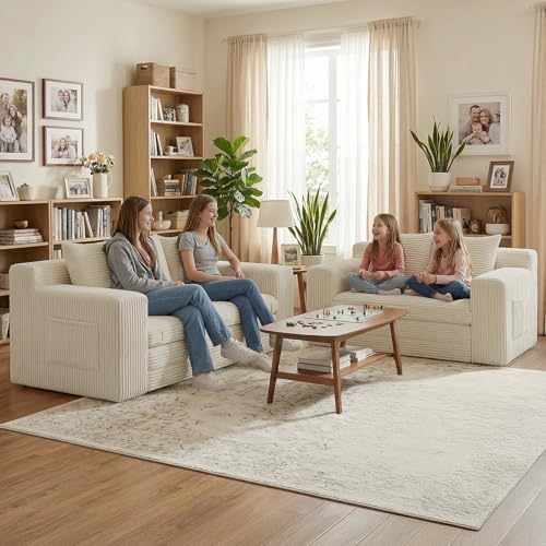 Boneless Loveseat Sofa Bed, Tri-Folding Convertible Futon Sleeper - Image 2