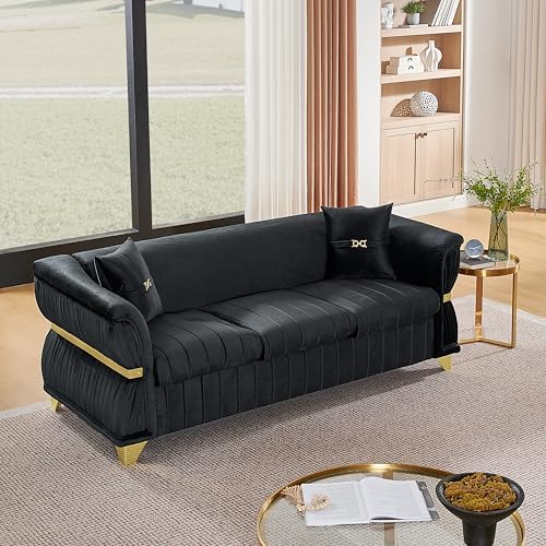 KEIKI 84" Luxury Oversized Velvet Chesterfield Sofa - Image 4