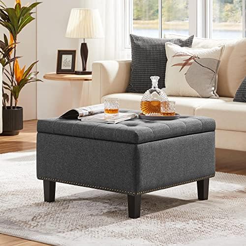 Yaheetech 28in Square Storage Ottoman Coffee Table - Image 4