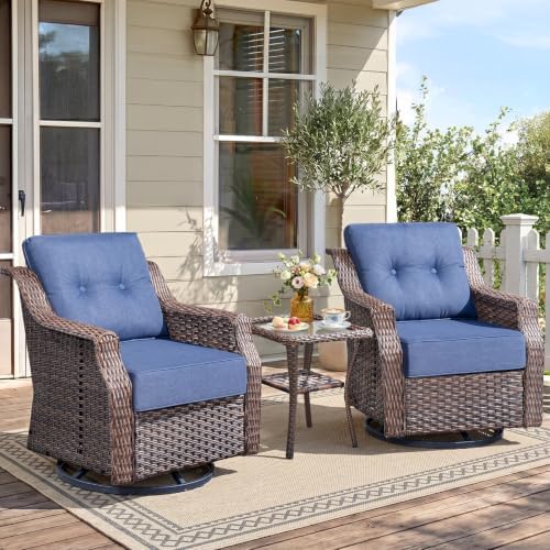 Luxury Outdoor Swivel Rocker Patio Chairs-3 Piece Wicker Patio Rocking Chairs by JelwalyPatioFurnitureSet