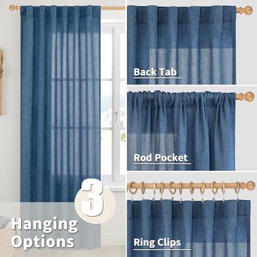 YoungsTex Blue Linen Semi Sheer Curtains - Image 6