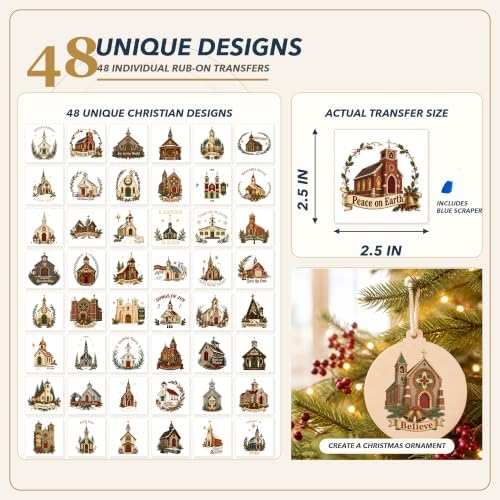 ZMRU Vintage Christian Christmas Rub On Transfers - Image 2