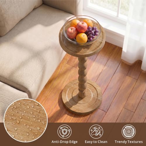Small Round Side Table, Rubberwood‌ Drink Table - Image 3