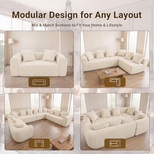 Claiks 106" Cloud Boneless Couch, L-Shaped Sectional Sofa - Image 7