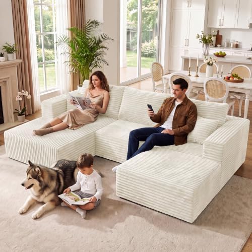 92.5" U-Shaped Boneless Modular Sectional Sofa, 3 Seater Sofa - Image 3