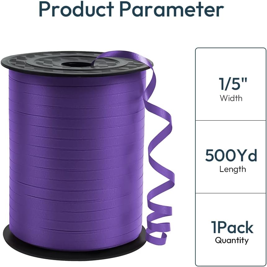 KMER LIFE Premium Deep Purple Curling Ribbon, 1/5" Wide x 500 Yards Christmas Curling Ribbons for Gift Wrapping, Party Decoration, Balloon String, Ribbons for Florist Flower (1 Roll)