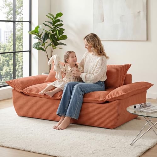56" Boneless Loveseat, 2-Seater Boneless Sofa by AOLVDOW