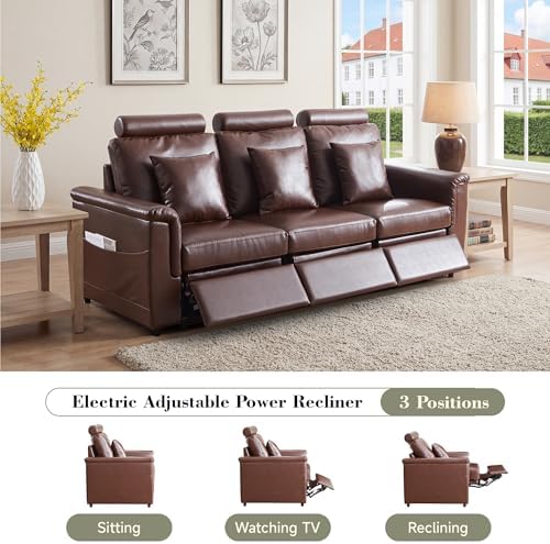 RARZOE Modular Sectional 3-Seater Recliner Sofa, Faux Leather - Image 6
