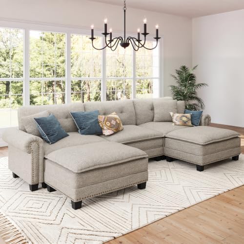 SUNSHINE VALLEY 116" Oversized Modular Sectional Couch U Shaped Living Room by SUNSHINEVALLEY