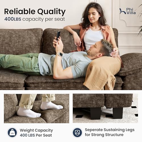 PHI VILLA 2-Piece Modular Loveseat Couch & 3-Seat Sectional Sofa Set - Image 6