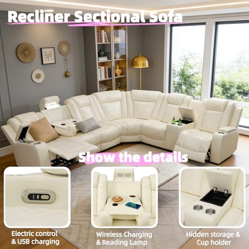 Breathing Leather Reclining Sofa Set, Power Recliner Sectional Couch - Image 4