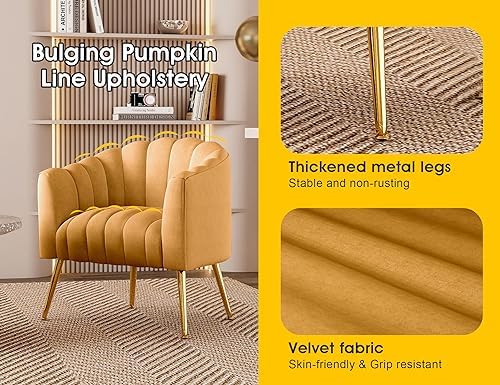 Dewhut Oversized Pumpkin Couch Accent Chair, Modern Comfy Velvet Upholstered - Image 6