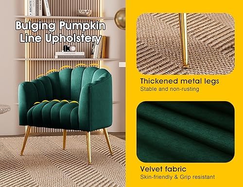 Dewhut Oversized Pumpkin Couch Accent Chair, Modern Comfy Velvet Upholstered - Image 6