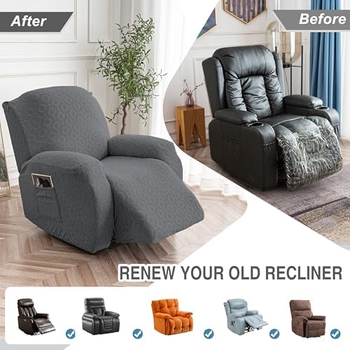 Genina Waterproof Recliner Chair Cover, 1 Seat Couch Cover, Dark Gray - Image 6