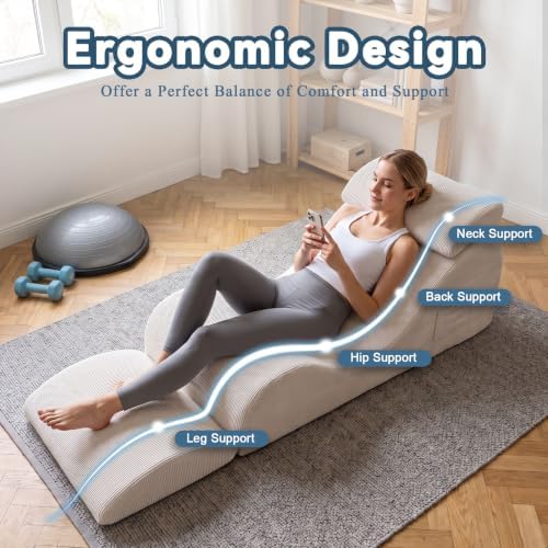 Convertible Yoga Chair Lounge for Adults, Ergonomic Foam Chaise Lounge Chair - Image 6