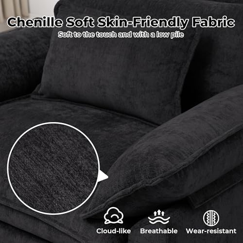 Modern Oversized Accent Chairs Set of 2, Chenille Cloud Sofa Chair - Image 4
