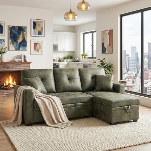 71" Faux Leather Luxury Modular Sleeper Sofa Bed - Image 3