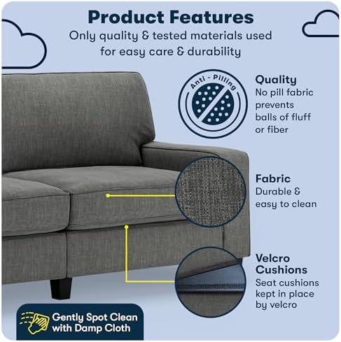 Serta Palisades 78" Track Arm Sofa, Easy Care Polyester, Soft Pillow Back - Image 3