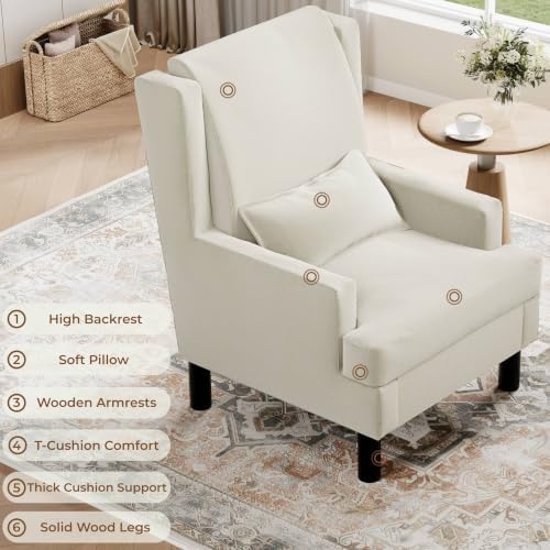 Garvee Wingback Accent Chair, Mid-Century Modern Chenille Reading Chair - Image 4