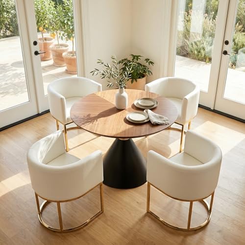 HNY Mid Century Modern Upholstered Barrel Dining Chairs by HNY