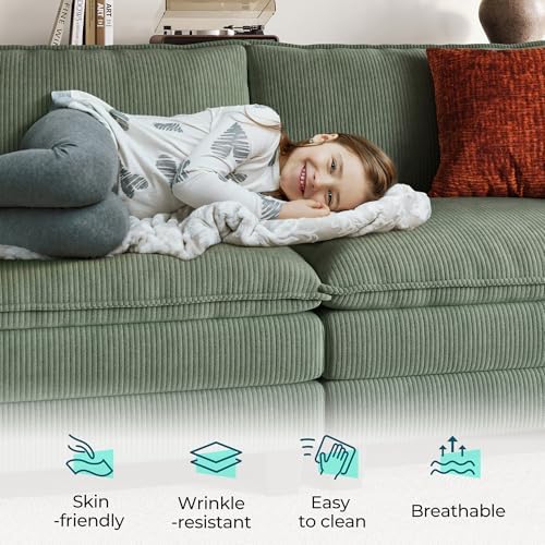 LINSY HOME Modular Sectional Sofa 5 Seat Couch Corduroy Cloud Couch - Image 4