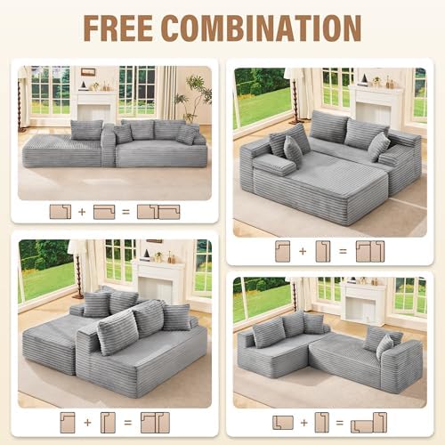 Hobestluk Boneless Couches Modular Sectional Sofa L-Shape Oversized Chaise - Image 6