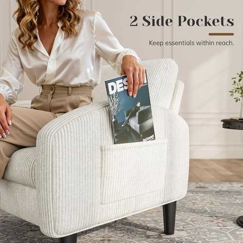 Homkdom Accent Chair with Side Pockets & Ergonomic Backrest - Image 3