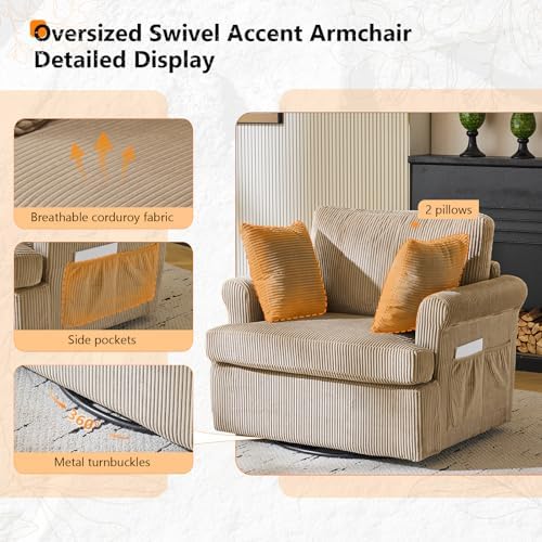 VINGL 39.2" Wide 360° Swivel Accent Armchairs - Image 3