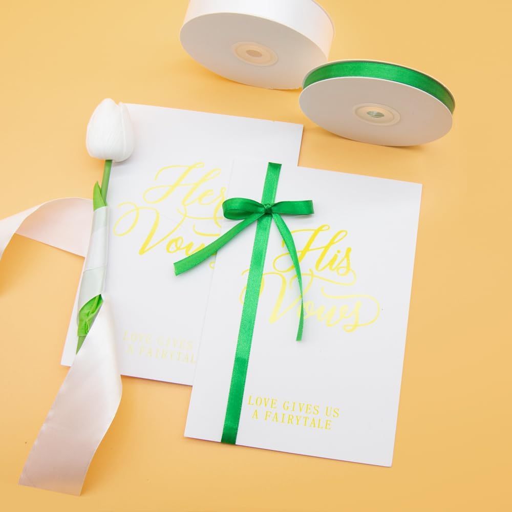 1" x 50 Yards Satin Ribbon - Green Silk Ribbon with Spool - Ideal for Gift Wrapping, Floral Bouquets, Crafts, Wedding Party Decorations, Christmas and Sewing Projects