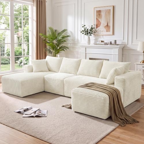 118" U Shaped Boneless Couches for Living Room, Modular Sectional Sofa by TEKIROSE