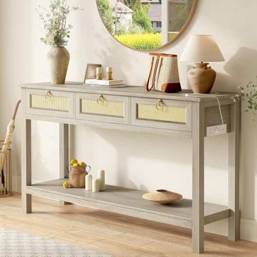 SUPERJARE Rattan Console Sofa Table by SUPERJARE