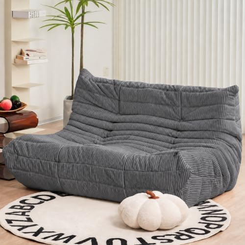 N&V Fireside Loveseat, Mid Century Armless Twin Size Floor Sofa, Soft Premium by NV