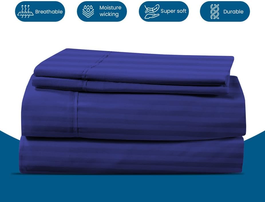 800 Series 100% Egyptian Cotton Sleeper Sofa Bed Sheet Set Stripe King Size - Image 5