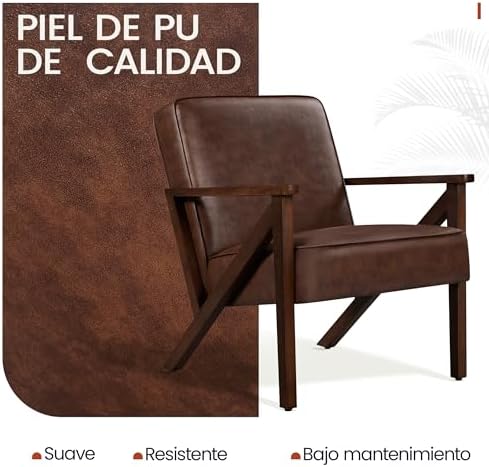Yaheetech Mid-Century Accent Chairs Set of 2, Dark Brown - Image 6