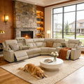 Breathing Leather Reclining Sofa Set, Power Recliner Sectional Couch by PonlivingFurniture