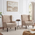 HUIMO Printed Wingback Accent Chair, Linen Upholstered High Back Armchair by HUIMO