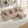 94.5'' 3-Seater Couch with Ottoman Sectional Sofa with Type-C&USB Charging by MAHYIZYI-SimpleFashionable