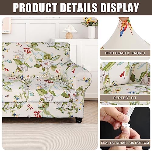 SearchI Stretch Sofa Cover Printed Couch Cover, Floral Pattern 3 Pieces - Image 2