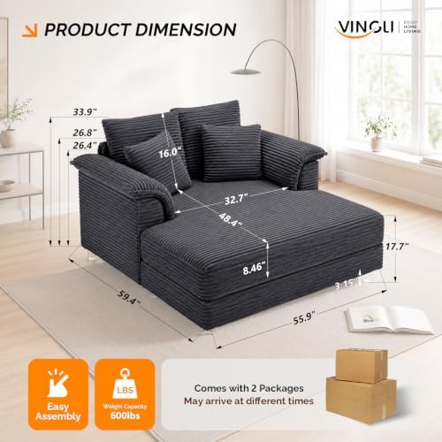 VINGLI Glam Floating Chaise Lounge Chair - Image 3