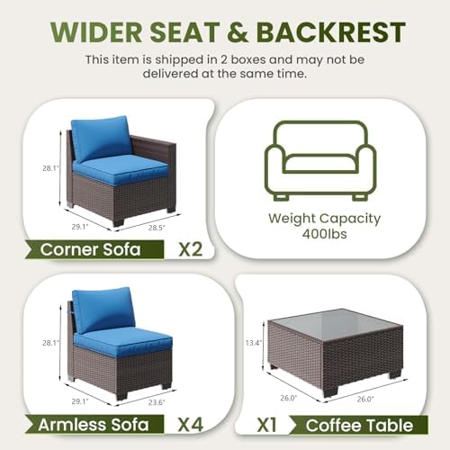 7-Piece Outdoor Patio Furniture Set, 6-Seat All-Weather PE Rattan Wicker Patio - Image 2