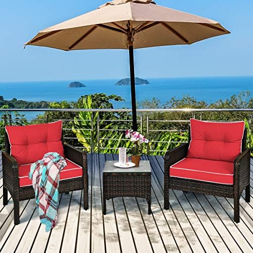 Tangkula 3 Piece Outdoor Patio Furniture Set, Wicker Chairs Set - Image 2