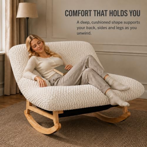 Oversized Rocking Chair, Extra Wide Plush Lounge Chair - Image 5