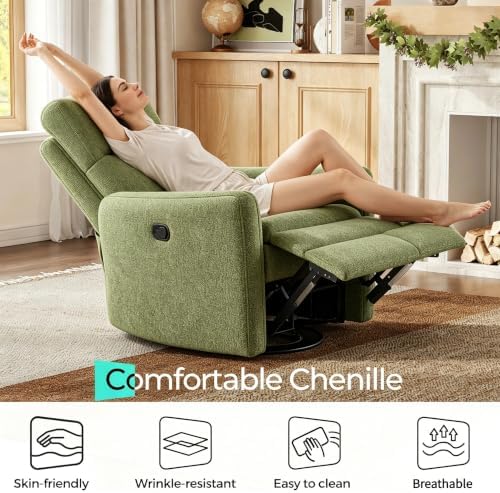 LINSY HOME 360 Swivel Recliner Chair, Nursery Glider Rocking Chair - Image 6