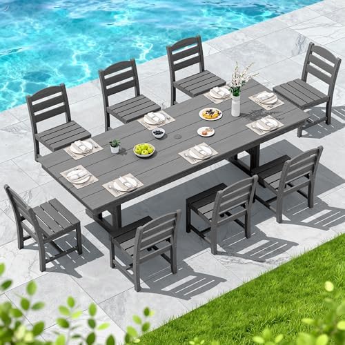SERWALL Outdoor HDPE Armless Dining Chairs Set of 2, All-Weather Use - Image 6