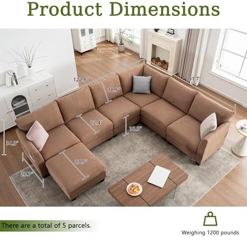 122.8" Large Sectional Couches for Living Room - Image 2
