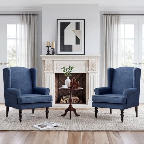 HUIMO Printed Wingback Accent Chair, Linen Upholstered High Back Armchair - Image 3