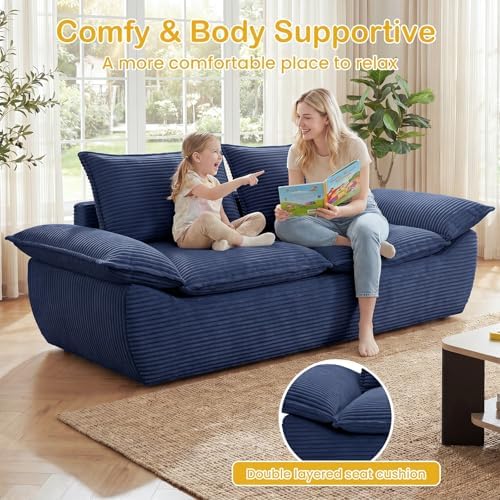 56" Boneless Loveseat, 2-Seater Boneless Sofa - Image 4