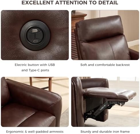CANMOV Genuine Leather Power Recliner Sofa Set, Power Reclining Couch Set - Image 6