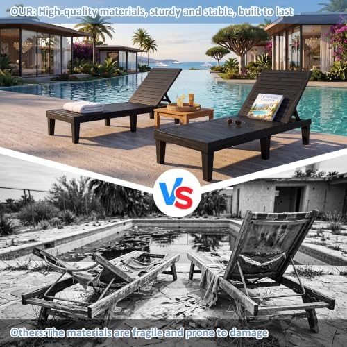 Outdoor Chaise Lounge Chairs Set of 2, 5-Position Adjustable Backrest, - Image 7