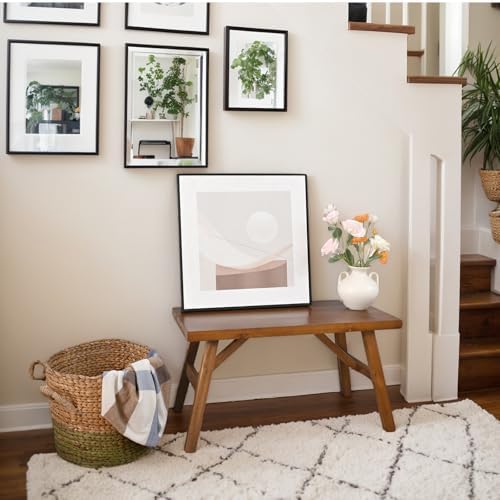 SwallowLiving Handcrafted Solid Wood Bench, Rustic Design, Natural Finish - Image 4